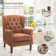 Button-Tufted Small Wingback Accent Chair with Rolled Arm and Thick Padded Cushion