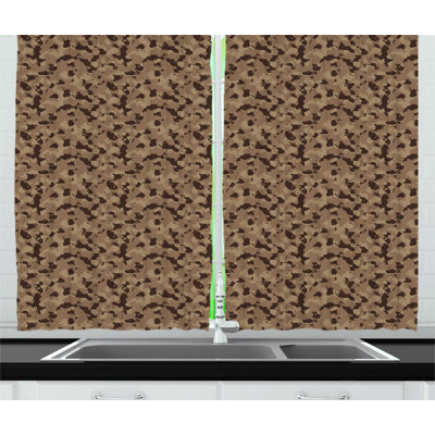 Camouflage Ruffled Kitchen Curtain