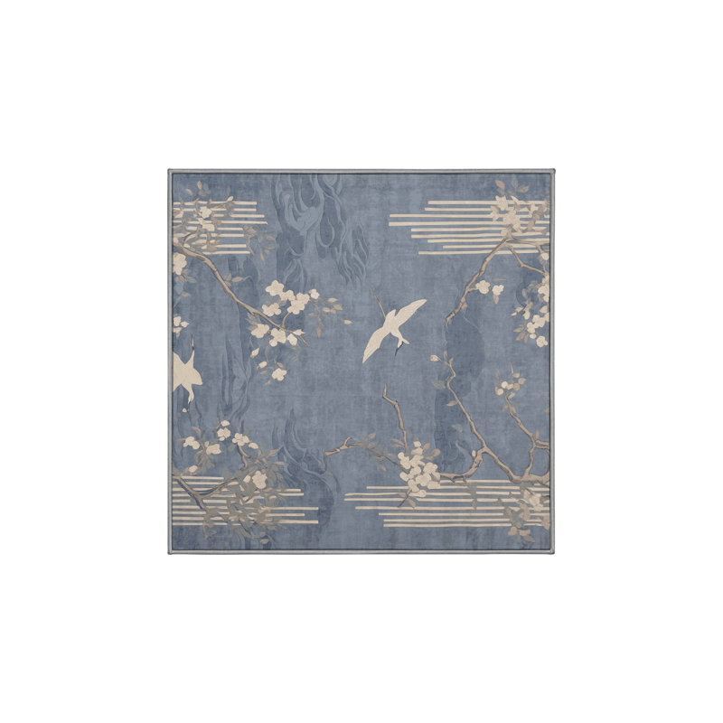 Machine Washable Gray Area Rug, Square 5'