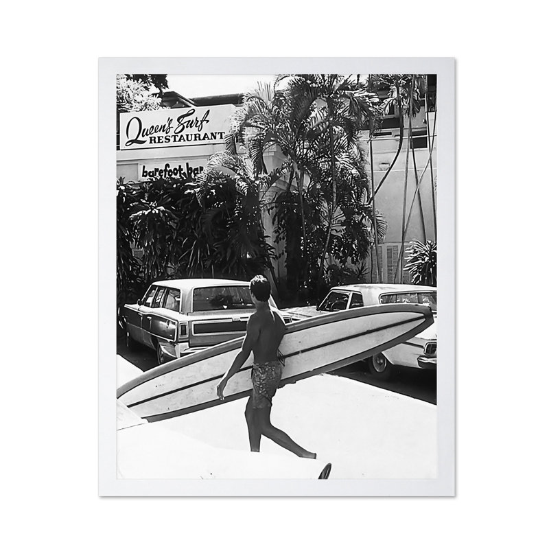 Surfeur qui marche, Poster, White Framed, 08"H x 10"W
