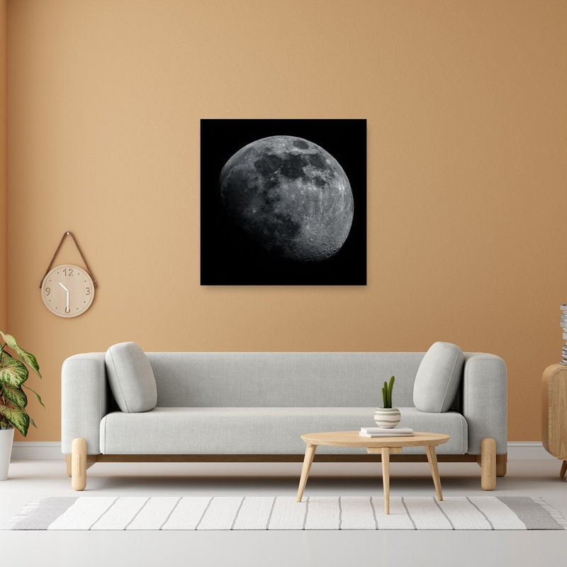 Sphère lunaire cosmique, paysage abstrait contemporain, impression d'art mural nature, H 48 po x l 48 po