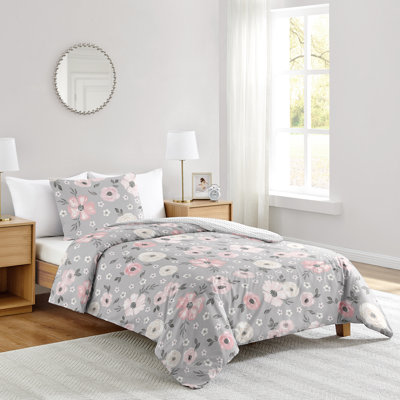 Ensemble d'édredon simple Watercolor Floral Grey par Sweet Jojo Designs