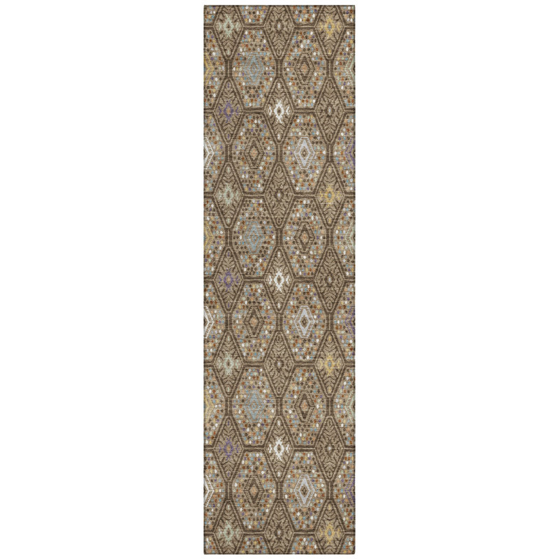 Machine Washable Indoor/Outdoor Chantille ACN2471 Global Rug, 2'3" x 7'6" Runner, Brown