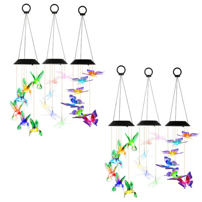 Gift for Mother Day Solar Hummingbird Butterfly Dragonfly Wind Chimes, 7 Color Changing LED IPX4 Waterproof Outdoor Wind Chime for Garden Yard Patio Decor Mother's Day Gift