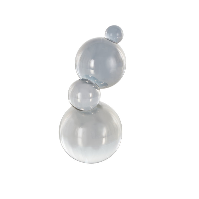 Cole And Grey Glass Stacked Orbs Abstract Decorative Sculpture, Clear