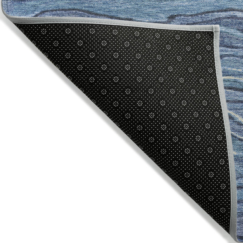 Tapis extérieur lavable abstrait bleu et bleu ciel 10 pi x 14 pi