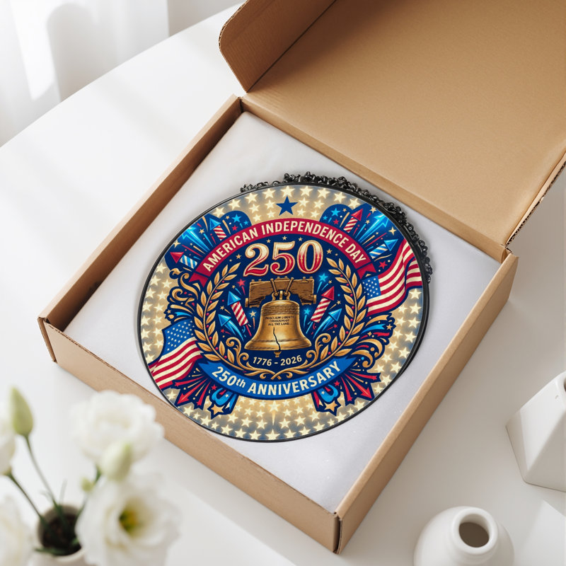 Panneau de fenêtre en verre pour décoration intérieure American Independent USA 250th Anniversary ， 7,8H, H 7,8 po