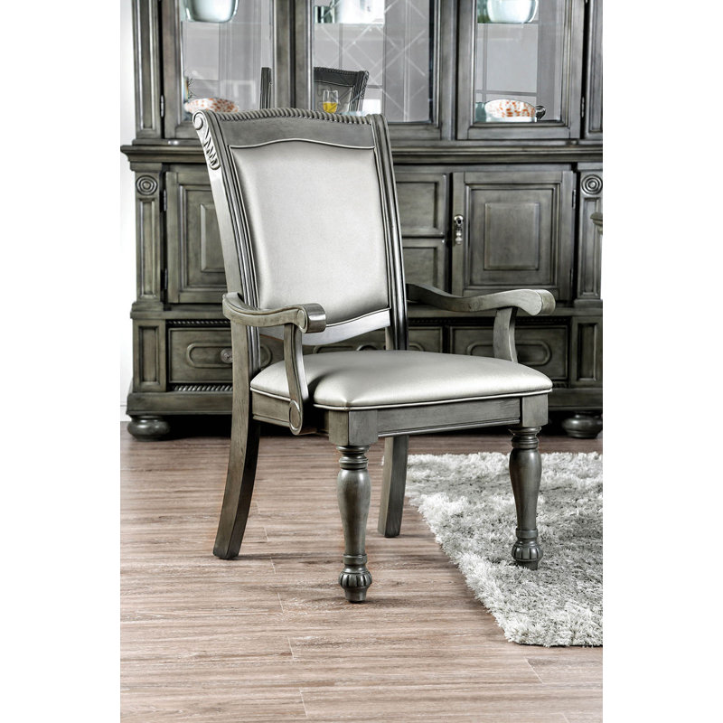 Chaise avec accoudoirs transitionnels l 25 po (2 / RTC), gris, Gris, Argent argent