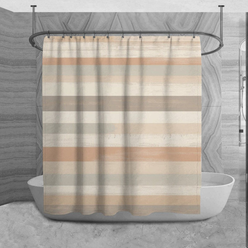 Rideau de douche Krickelia, Blanc / beige, H 93 po x l 70 po