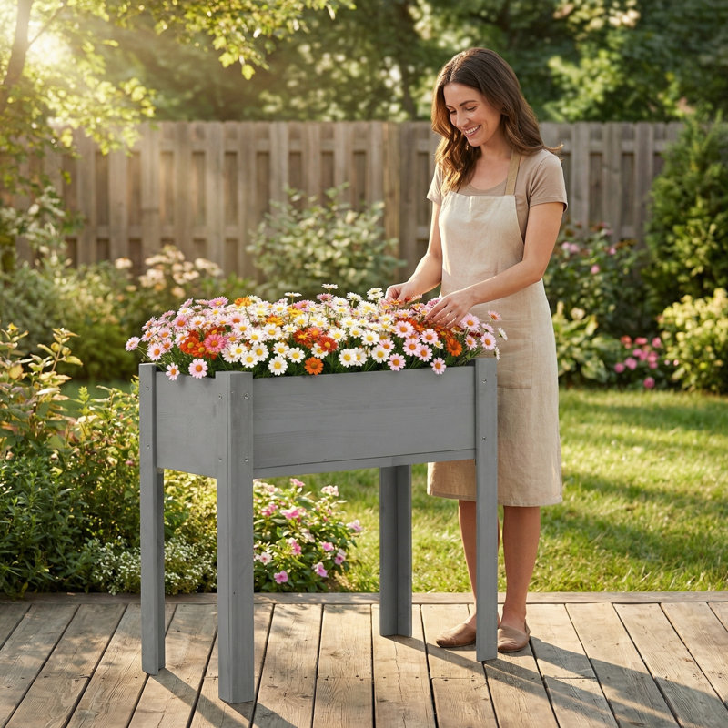 Wood Elevated Raised Garden Bed