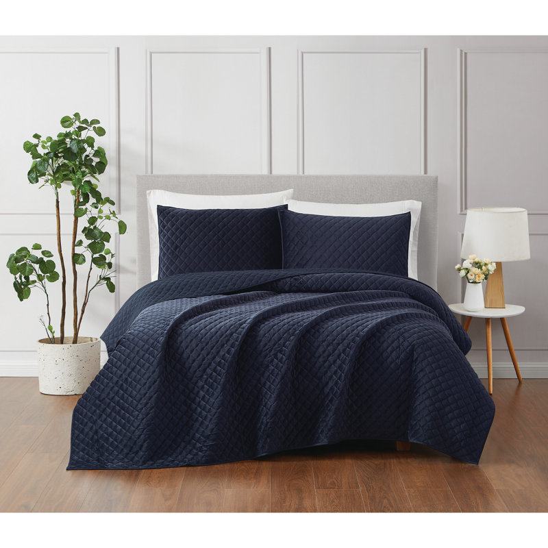 Ensemble de courtepointe Diamond, Bleu marine, Courtepointe pour simple TG + 1 taie décorative s