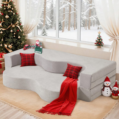 Canapé-lit pliant, canapé-lit de plancher, canapé-lit convertible avec mousse haute densité, canapé-lit de plancher pliable pour le salon, la chambre d'amis, la chambre à coucher