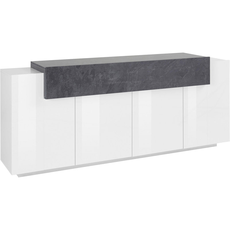 Nostrand 160 Cm Wide Sideboard, White/Report Grey, 85.6cm H x 200cm W x 45cm D