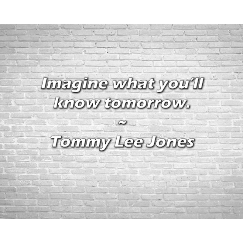 Citation artistique «Imaginez ce que vous saurez demain». Toile tendue par Tommy Lee Jones Gallery, H 13 po x l 18 po