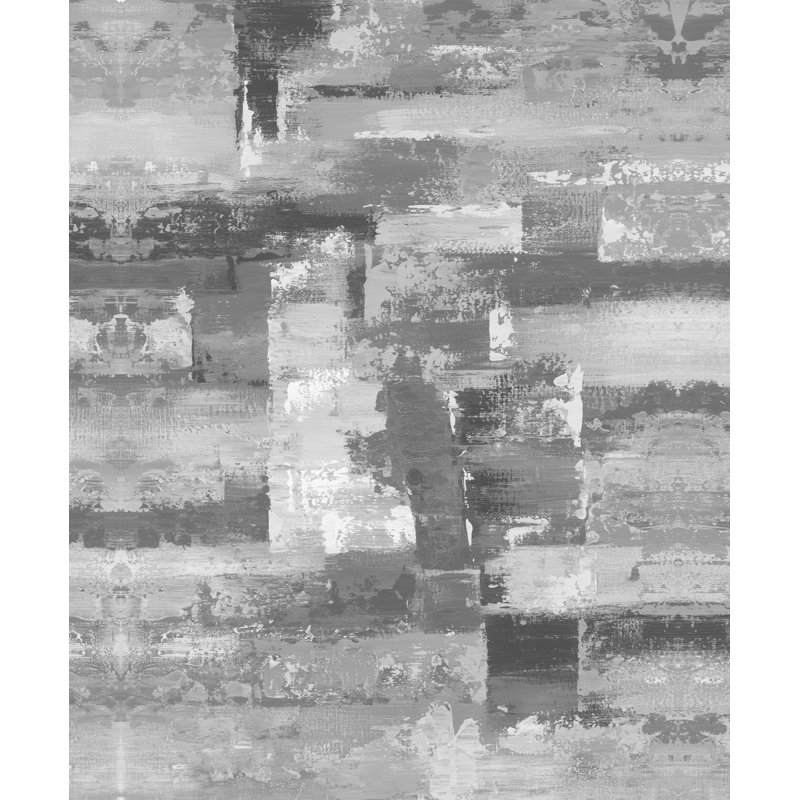 Abstract Grey Strokes - Painting Print, 46cm H x 30cm W, Black Floater Framed