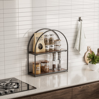 Deddrick 2 Piece Arch Iron Tiered Shelf