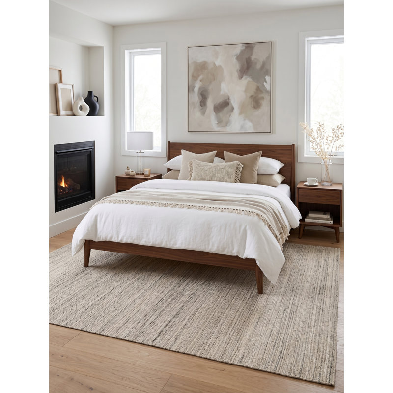 Masala Hand Loomed Area Rug in Beige, Rectangle 5' x 8'