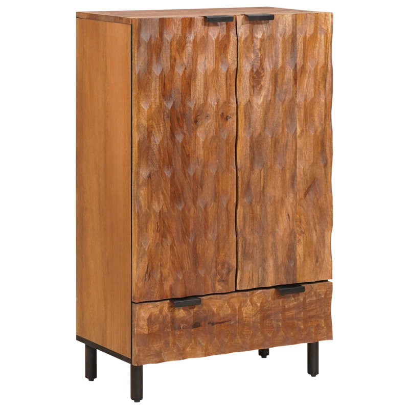 Solid Wood Rectangle Accent Cabinet, Black/Acacia Brown 