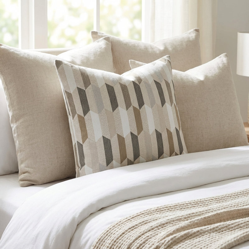 Housse et insert de coussin rectangulaire en coton Gladstone Tiles Luxury, 16 po x 1 po, Coussin décoratif
