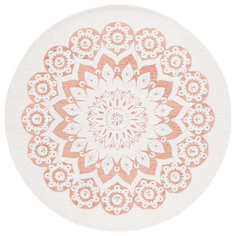 Tapis floral en laine et coton touffeté à la main Blossom, Rond 6 pi