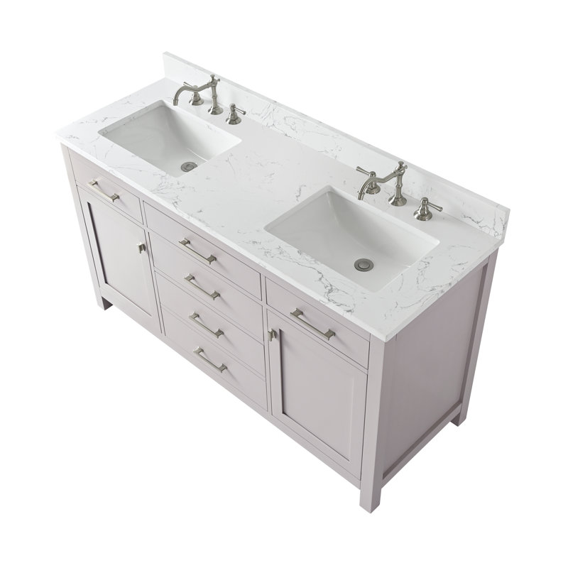 Meuble-lavabo double Ajhane, Taupe
