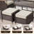7 Piece Patio Furniture Set Wicker Conversation Set With 3 Seater Sofa, Coffee Table, Tempered Glass Side Table, 2 Swivel Rocker Chairs And 2 Ottoman For Backyard, Garden & Patio-877431571