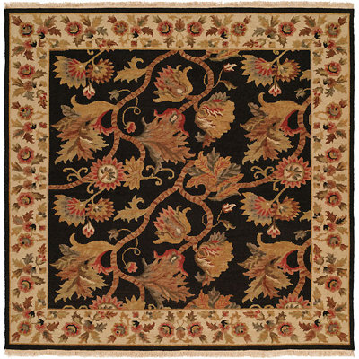 Wool Floral Area Rug in Brown/Black/Beige