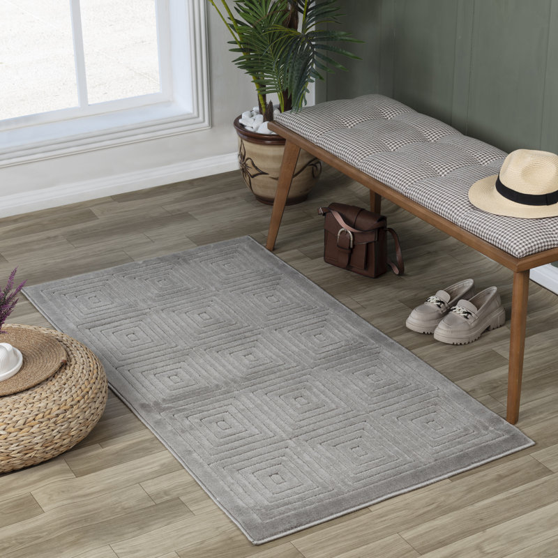 Michoel In- & Outdoor Scandi Modern Boho Grey Area Rug, Rectangle 80 x 150cm