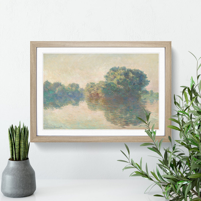 The Seine at Giverny by Claude Monet - Picture Frame Painting, Oak Framed, 27cm H x 36cm W x 2cm D