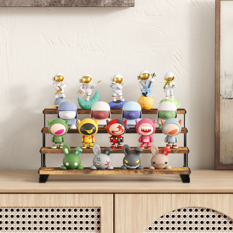 Élévateur à 4 niveaux en bois avec support en métal, support à marches, organisateur de parfum, étagère pour parfum, soin de la peau, figurine, épice, utilisation pour table, armoire, 2 ensembles