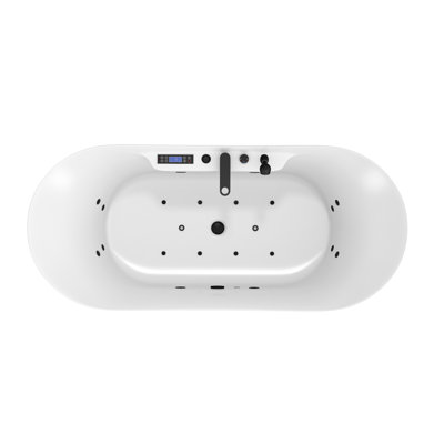 CASAINC 71"x 31.5" Whirlpool and Air Massage Heated Soaking Combination Tub with LED Light & Bluetooth Control Panel,Built-in Ozone Disinfection