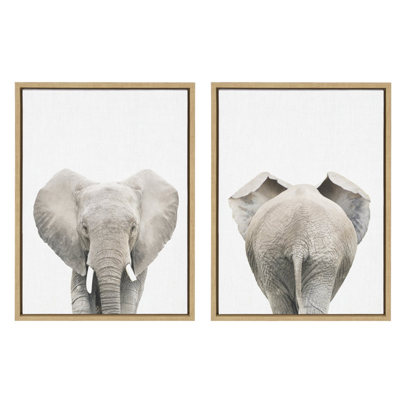 «Elephant Front and Back» par Amy Peterson, ensemble d'art mural sur toile encadrée