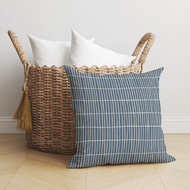 Coussin Snow Fence, Bleu géométrique, H 26 po x l 26 po