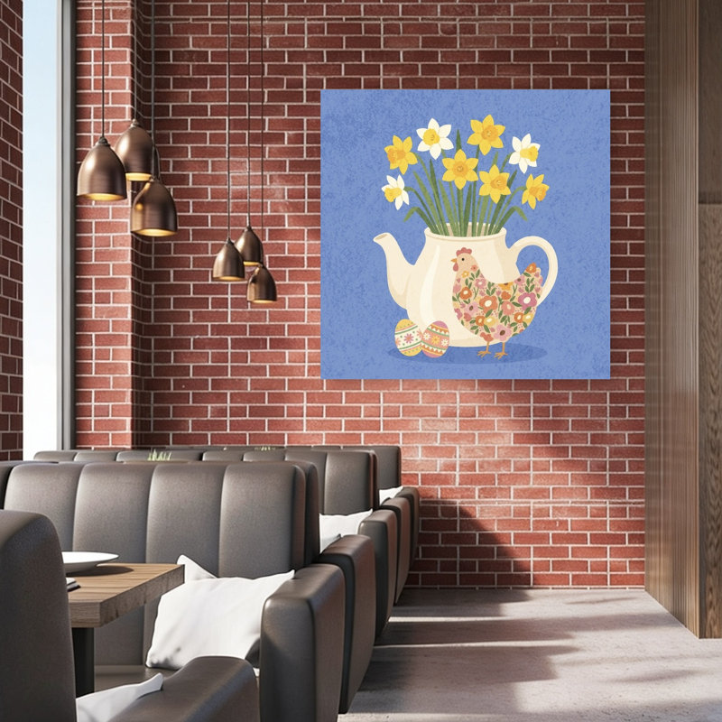 Printemps printanier, impression de jonquille, nature, animal, 48" H x 48" W