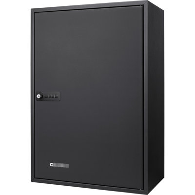 Armoire à clés à combinaison - Capacité de 300 clés, acier noir, fixation murale pour une organisation facile. Verrouillage avec étiquettes colorées et cadenas réglable.