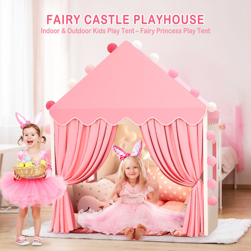 Princess Castle Pink Canvas Indoor Play Tent for Kids