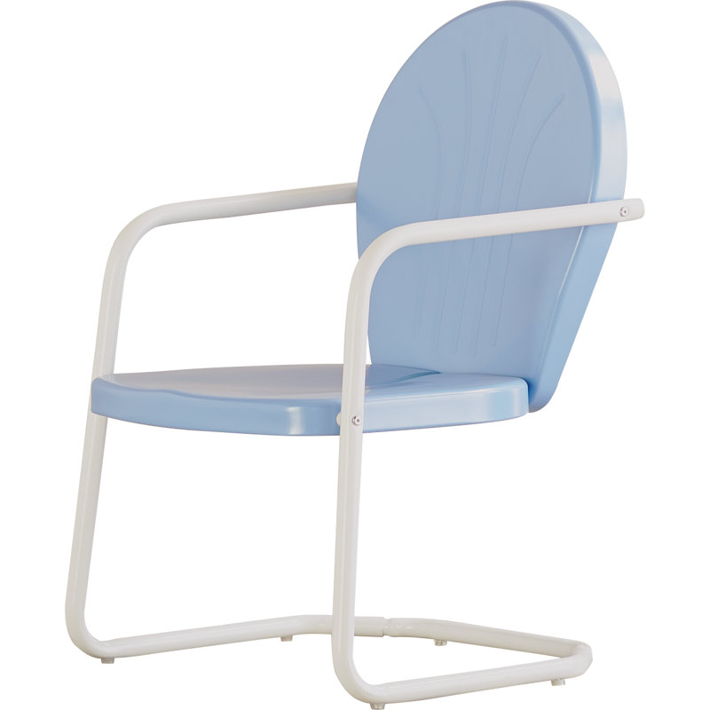Burley Round 4 - Person 39" Long Powder Coated Steel Dining Set, Sky Blue Gloss