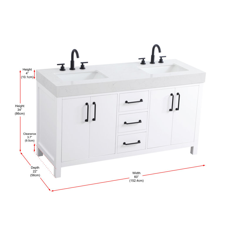 Meuble-lavabo double 60 po_Traditional_VF60660, Blanc