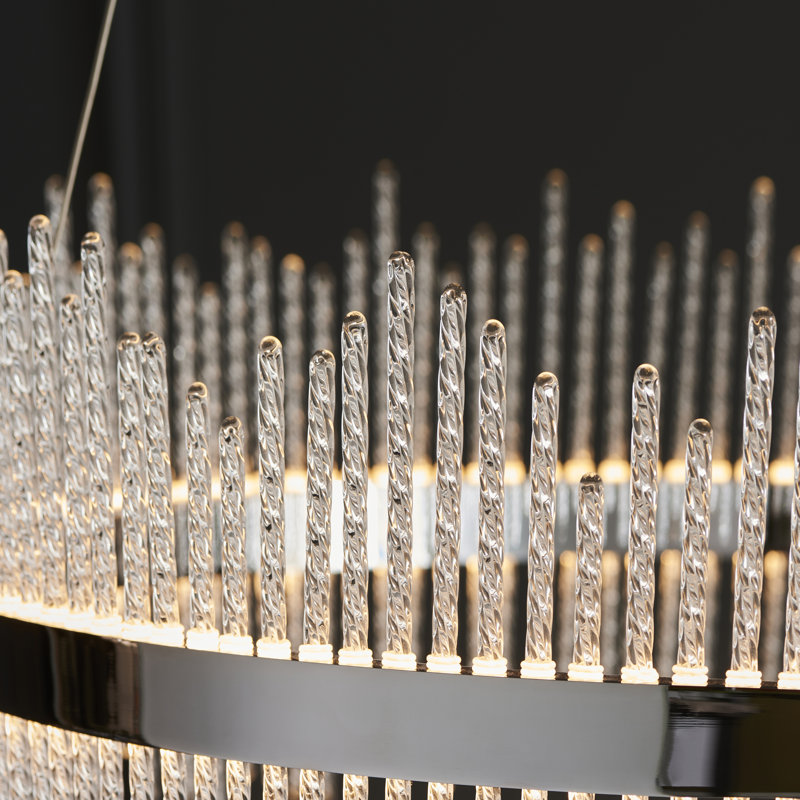 Angelisa 1 - Light LED Geometric Pendant, Chrome plate & clear glass, 200 H cm x 70 W cm