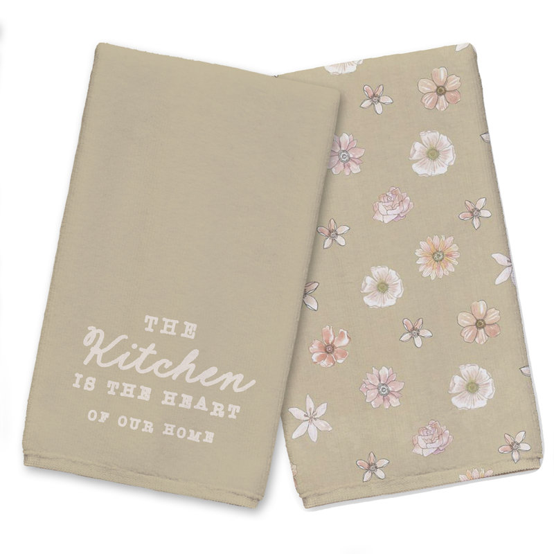 Cotton Floral Tea Towel Kitchen Towel, Green