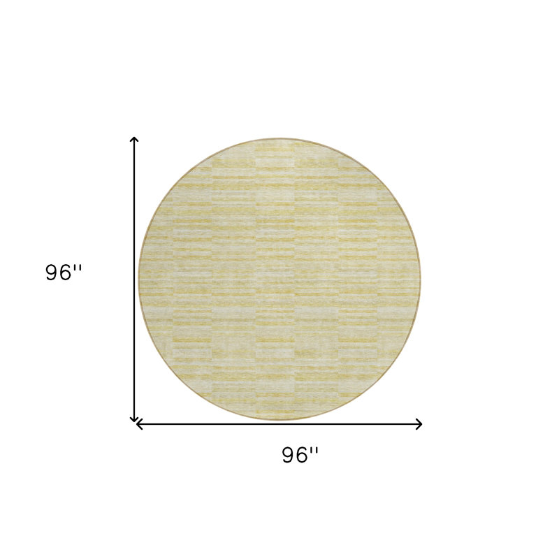 Tapis intérieur lavable rayé rond 8 pi blé et brun clair