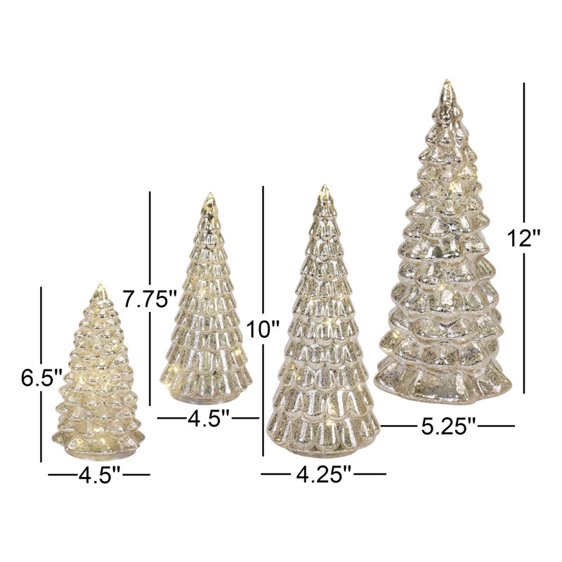 Glass LED 4 Piece Tree Set