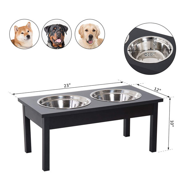 PawHut 10.5” High Double Stainless Steel Heavy Duty Dog Food Bowl Pet  Elevated Feeding Station & Reviews