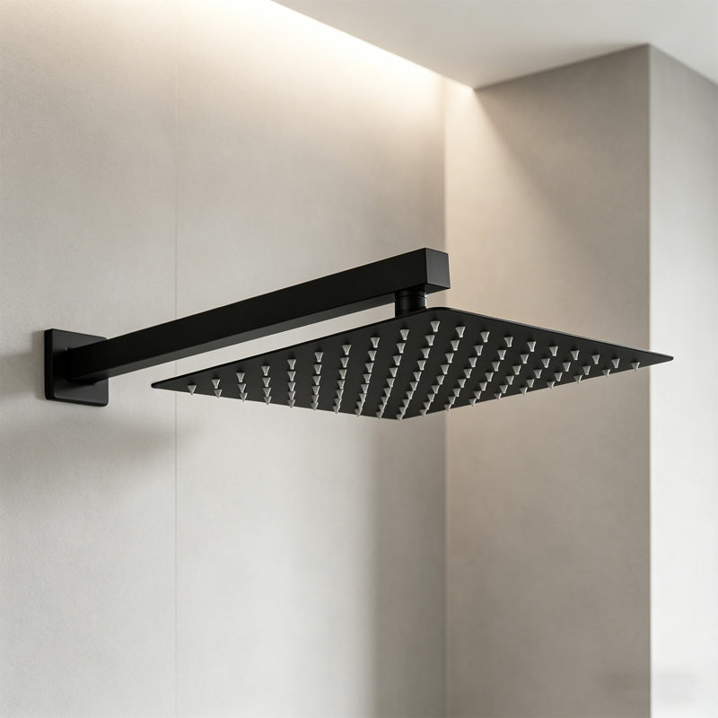 Tête de douche à pluie murale carrée 10 po - Panneau de douche de salle de bain haut débit avec face, noir mat, Matte Black