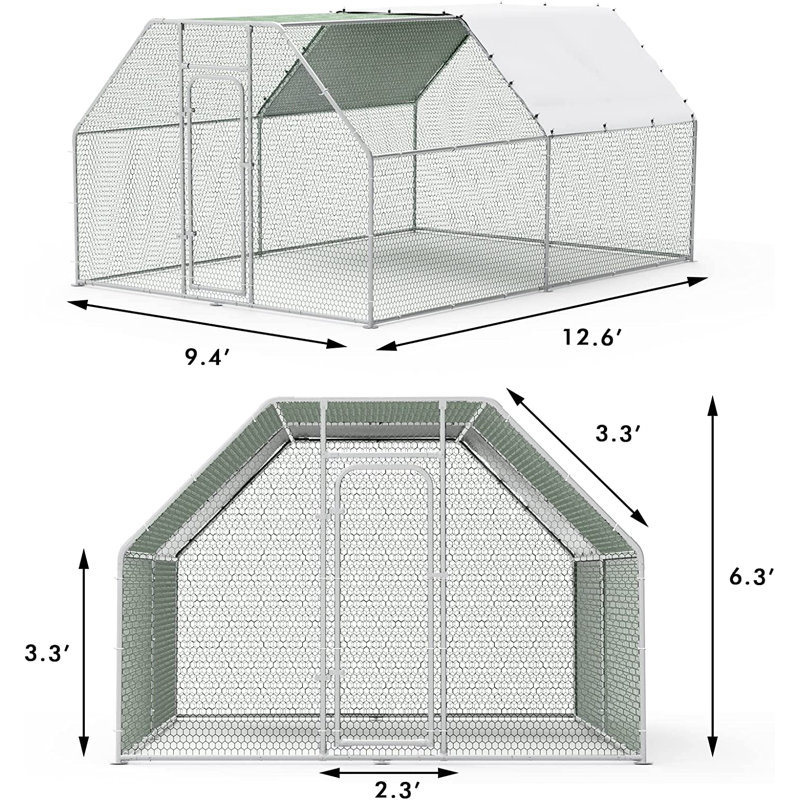 Poulailler avec grillage Brightling, H 75,6 po x l 112,8 po x P 151,2 po