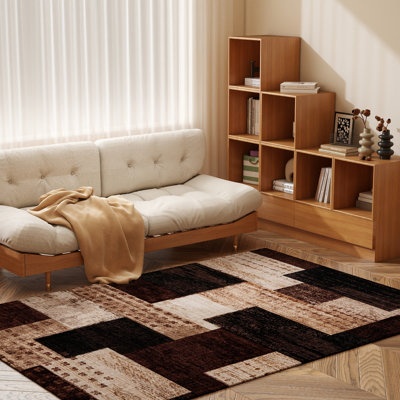 5x7ft Machine-washable Carpet, Cashmere-Look Rug with Non-Slip Backing and Durable Edging, Floral Vintage Style Rug Suitable for Living Room, Bedroom, Dining Room
