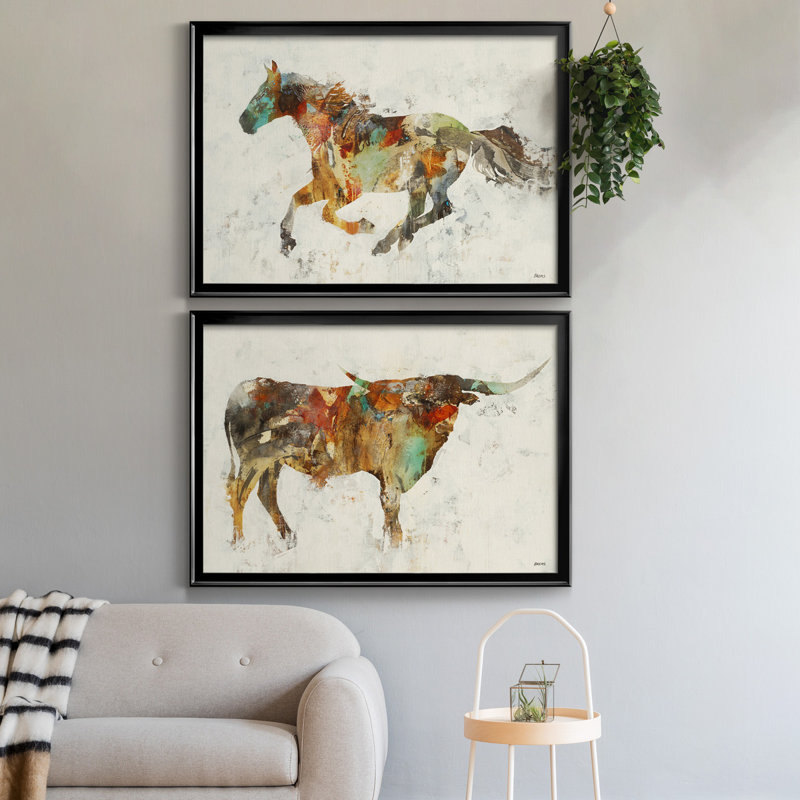 Totem II - ensemble de 2 reproductions, Toile avec cadre noir, H 26,5 po x l 36,5 po x P 1,5 po, Pas de tapis
