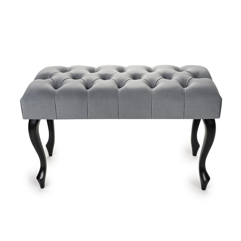 Upholstered Bench, Grey, H45 x W60 x D30cm, Black