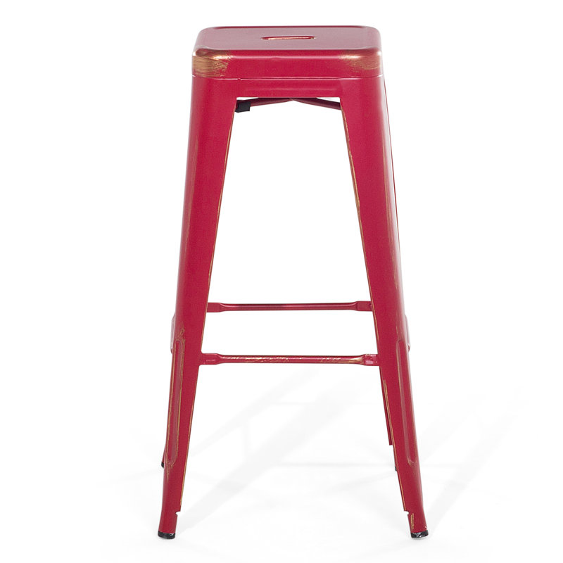 Redcar Counter Stool with Metal Frame, 60cm H x 34cm W x 34cm D, Red/Gold