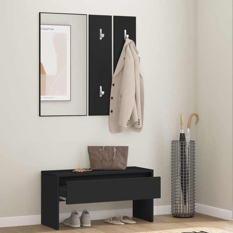 Ivens vidaXL Hallway Furniture Set Engineered Wood, Black
